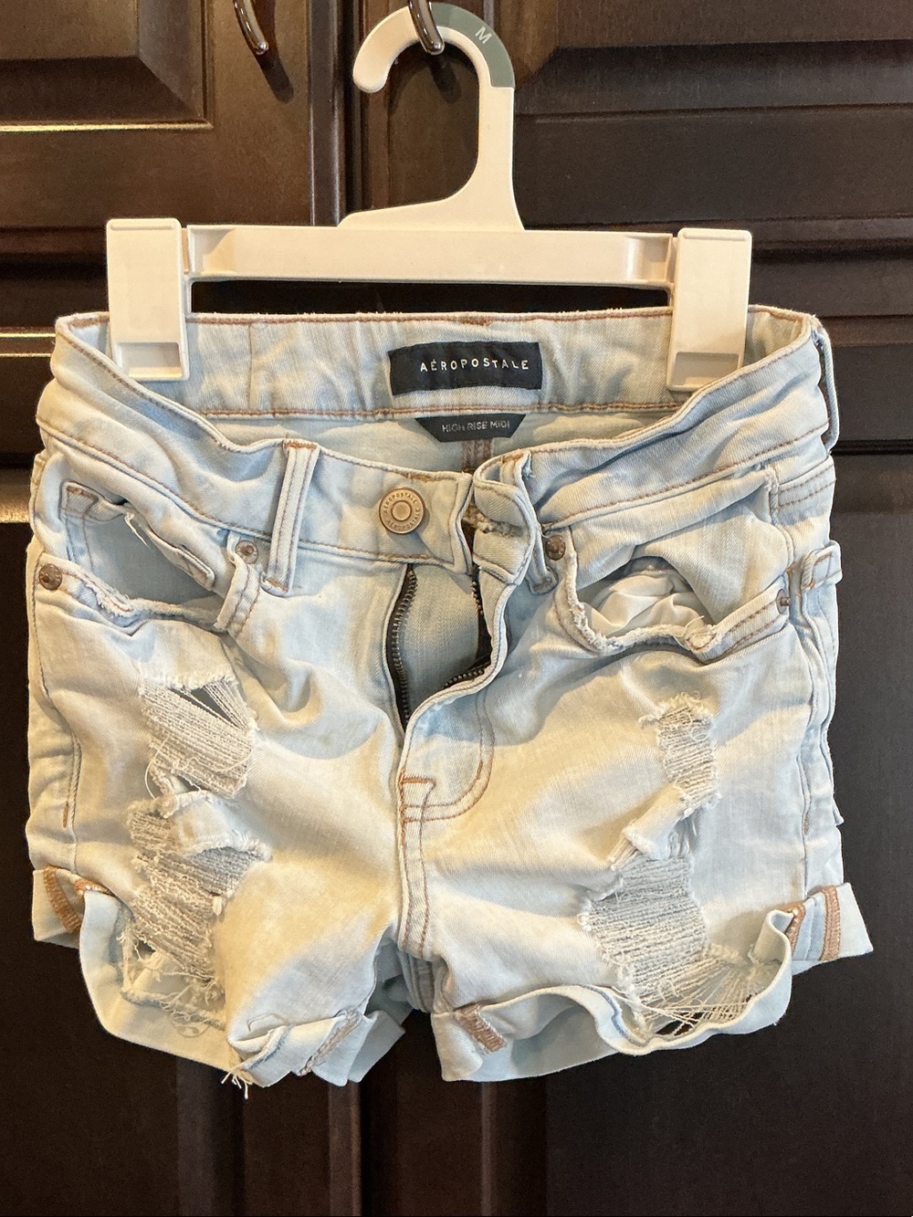Aeropostale Light Wash Distressed Denim Jean Shorts